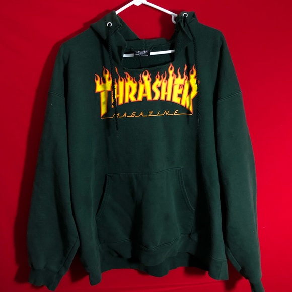 green thrasher hoodie flame
